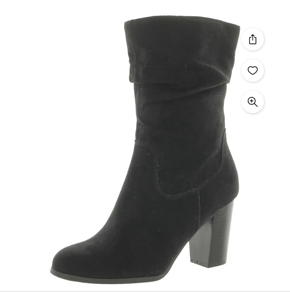 Style & Co Women Black Suede Mid-Calf Slouchy Boots Size 10M